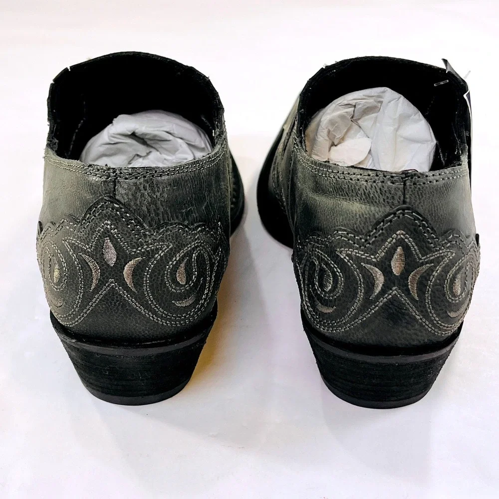 NEW Durango Crush Ankle Boots Womens 8.5 Gray Leather Western Metal Toe Bootie‎